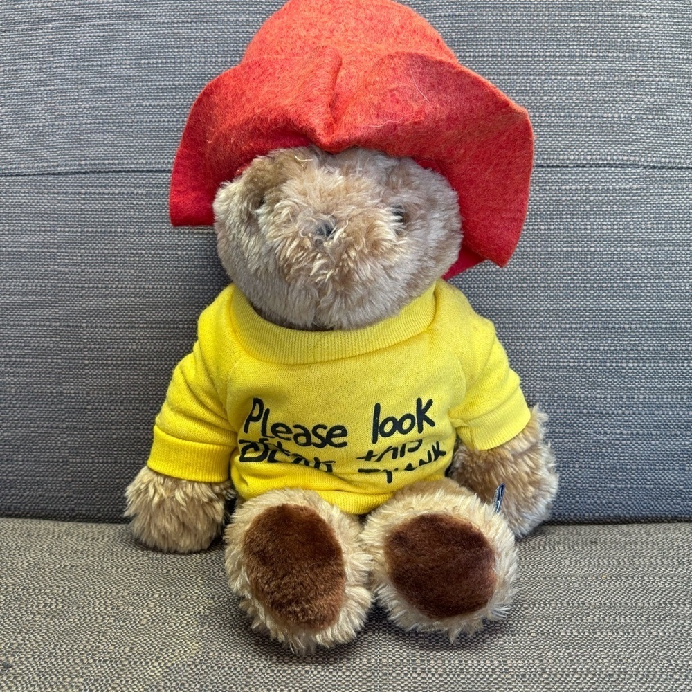 Vintage Eden 1981 Paddington Bear Yellow Shirt Teddy Bear with Red Hat